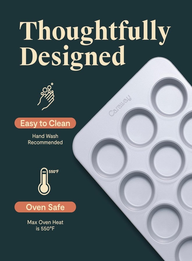Caraway Non-Stick Ceramic 12-Cup Muffin Pan - Naturally Slick Ceramic Coating - Non-Toxic, PTFE & PFOA Free - Perfect for Cupcakes, Muffins, and More - Gray - Image 3
